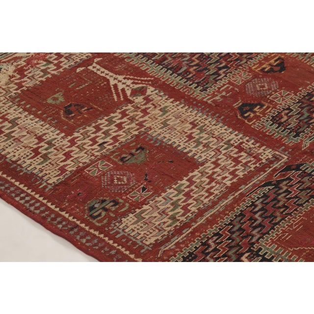 Traditional Antique Caucasian Soumak Rug With Tribal Motifs in Red Earthy Hues - Rug & Kilim For Sale - Image 3 of 10