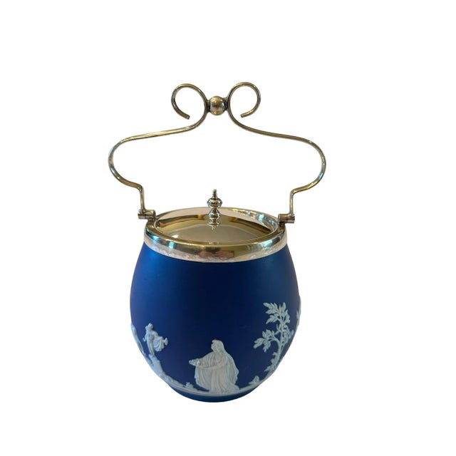 Late 19th Century Wedgwood Jasperware Cobalt and White Ice Bucket With Lid For Sale - Image 12 of 12