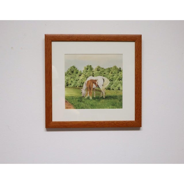 2000 - 2009 Mare and Foal Horse Painting, Pamela Baldwin Original Mixed Media For Sale - Image 5 of 5