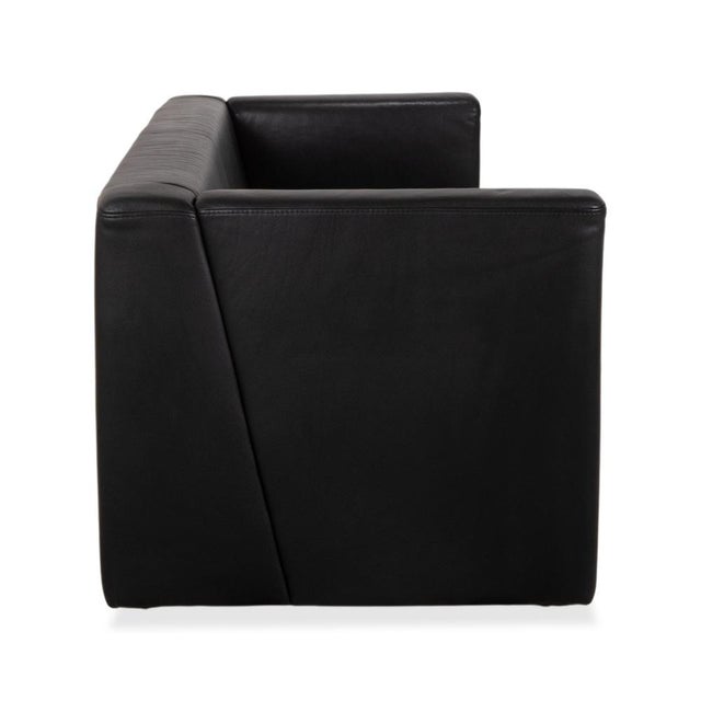 Visavis Leather Set Three-Seater Sofa Couch Chaise Lounge in Black by Brühl, Set of 2 For Sale - Image 18 of 18