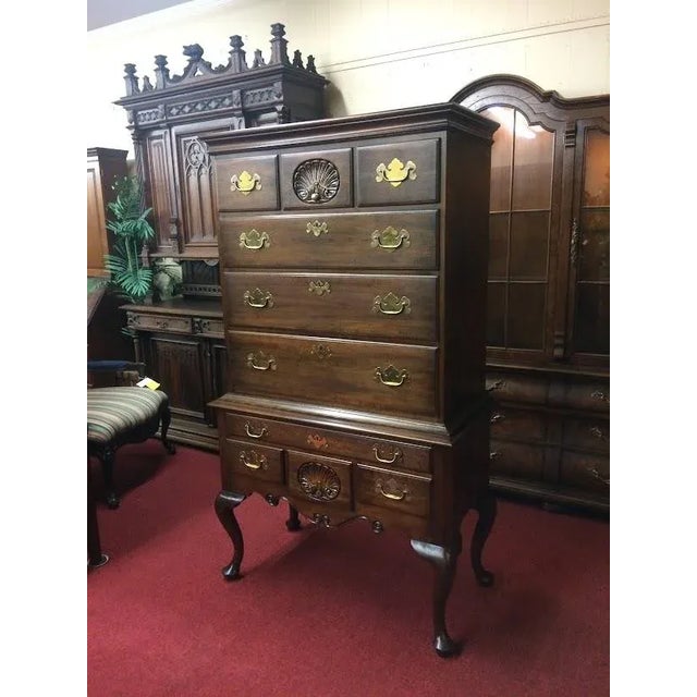 1970s Henkel Harris Furniture Vintage High Chest of Drawers High Chest of Drawers Solid Wood Black Cherry For Sale - Image 5 of 12