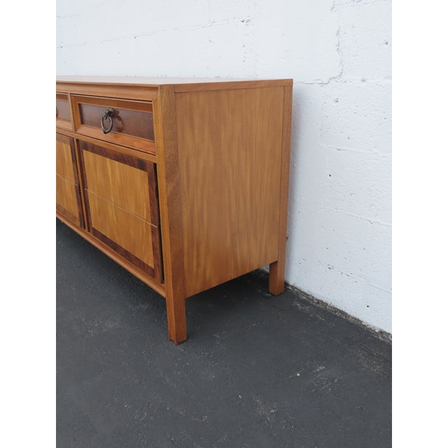 Basic Wiz Mid Century Modern Burlwood Long Low Dresser 6576 For Sale - Image 14 of 17