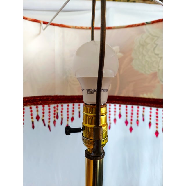 Glass Restyled Vintage Brass Floor Lamp With Glass Table For Sale - Image 7 of 12