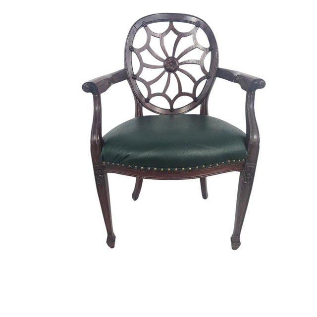 Late 20th Century Regency Style Web Back Mahogany Side Chair For Sale - Image 4 of 6