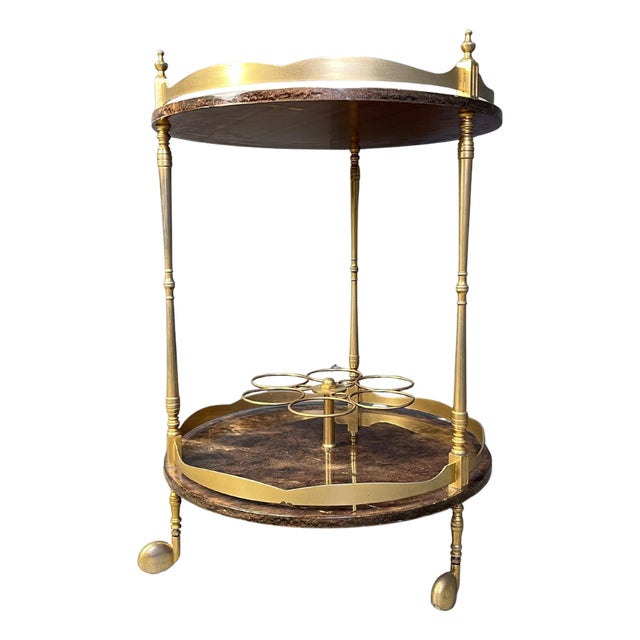 Italian Lacquered Goatskin Serving Bar Cart from Aldo Tura, 1960s For Sale