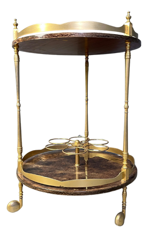 Italian Lacquered Goatskin Serving Bar Cart from Aldo Tura, 1960s