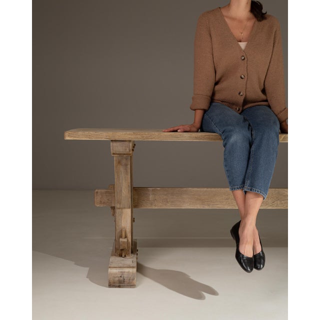 1970s French Oak Trestle Dining Table For Sale - Image 11 of 18