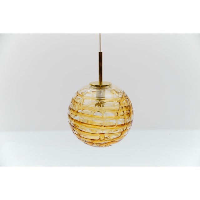 Metal Yellow Murano Glass Ball Pendant Lamp from Doria Leuchten, 1960s For Sale - Image 7 of 11