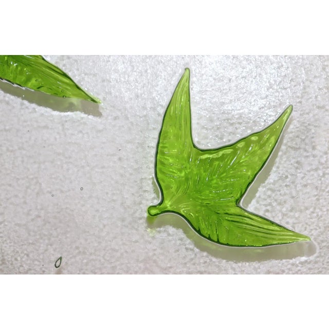 Transparent Autunno 1980s Itre Murano Art Glass Tile Green Accents For Sale - Image 8 of 9