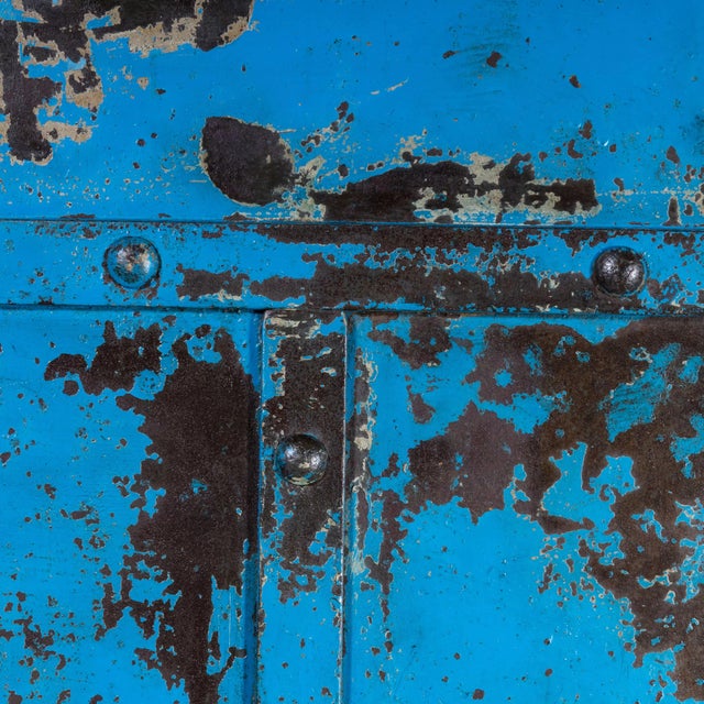 Blue English Industrial Strong Locker, 1920s For Sale - Image 8 of 15