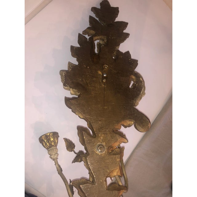 Vintage 1950s Italian Gilded and Painted Wood Candelabra For Sale In New York - Image 6 of 10