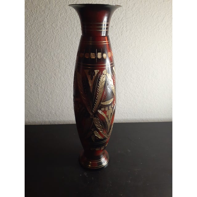 Antique 1890 Ottoman Champlave Mixed Metal Fluted Vase For Sale In Dallas - Image 6 of 6