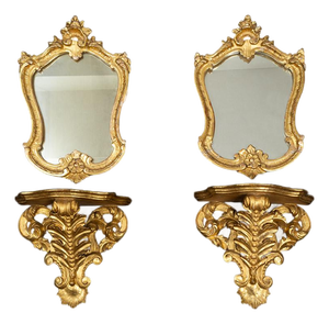 Antique 19th Century Shelves with Mirrors, Rome, Set of 4