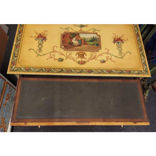 Wood Early 19th Century English Paint Decoration Kneehole Desk For Sale - Image 7 of 9