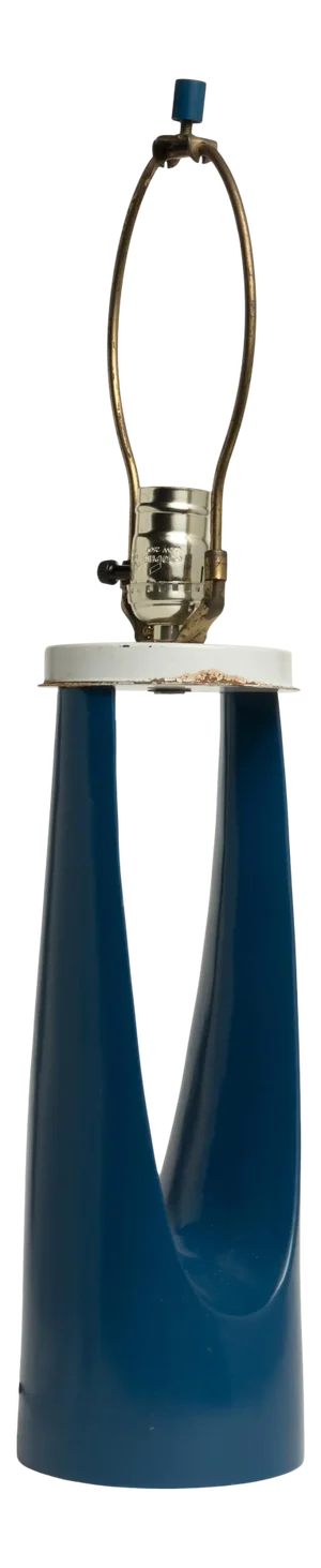 Gerald Thurston Blue Enamel Laurel Table Lamp Wishbone 1970s