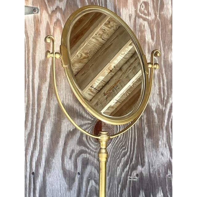 Traditional Vintage Regency Countertop Brass Table Mirror For Sale - Image 3 of 9