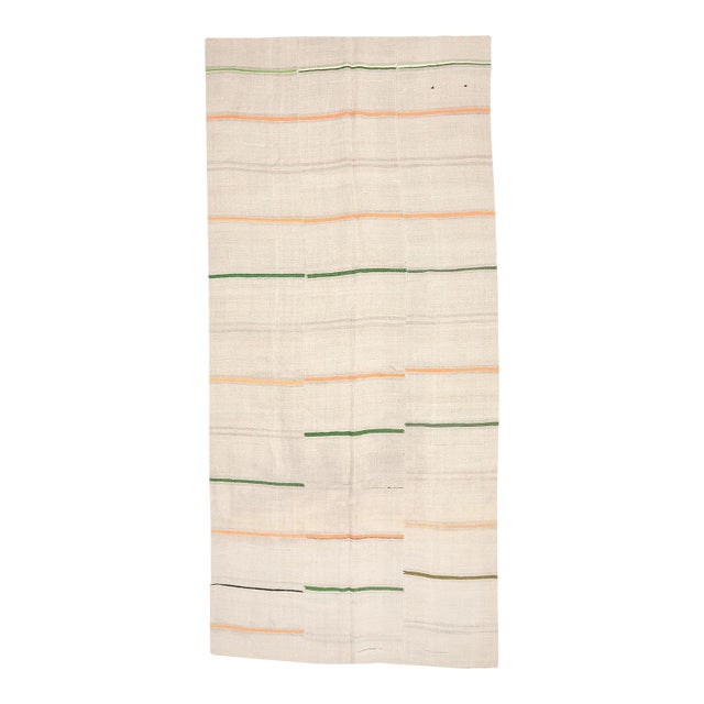 Mid 20th Century Striped Vintage Hemp Kilim Rug For Sale