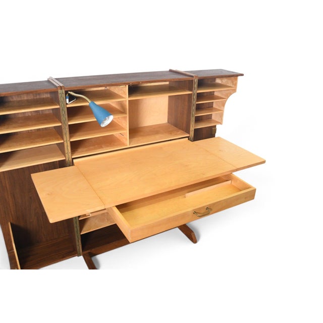 German Walnut "Desk in a Box" Home Office Cabinet, 1960s For Sale - Image 13 of 17
