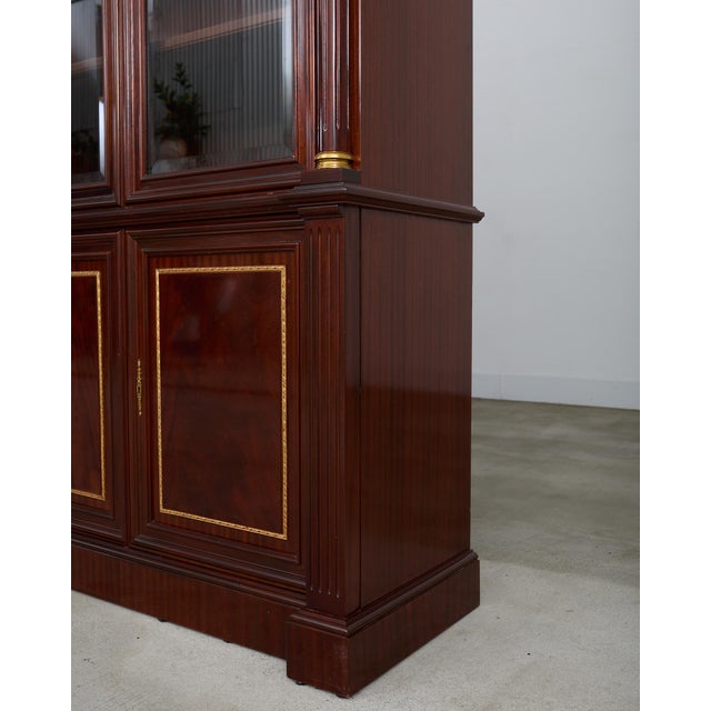 Grand Regency Style Bronze Mounted Mahogany Library Bookcase For Sale - Image 4 of 12