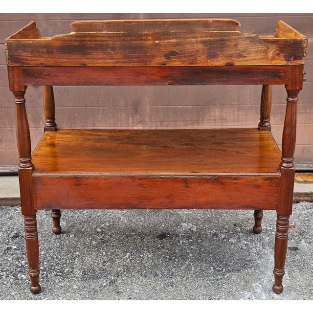 Early 20th Century Federal Style Mahogany Double Drawers Tiered Wash Stand For Sale - Image 9 of 10