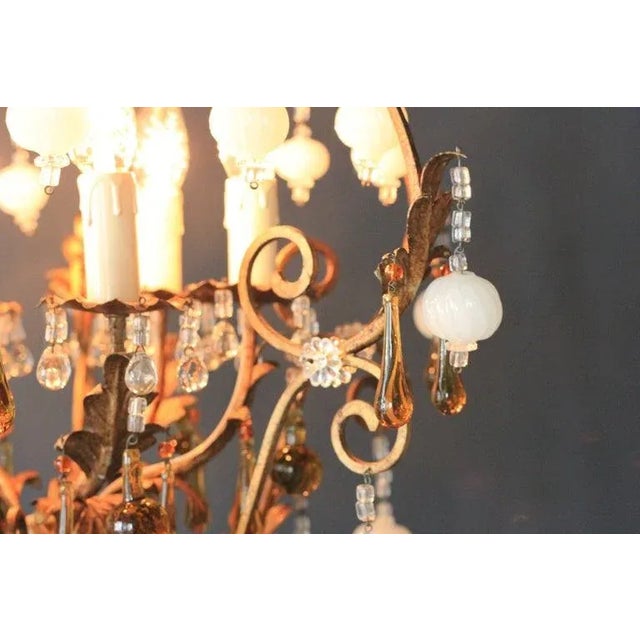 Amber Special Murano Crystal Chandelier White and Brown Amber Cage For Sale - Image 8 of 8