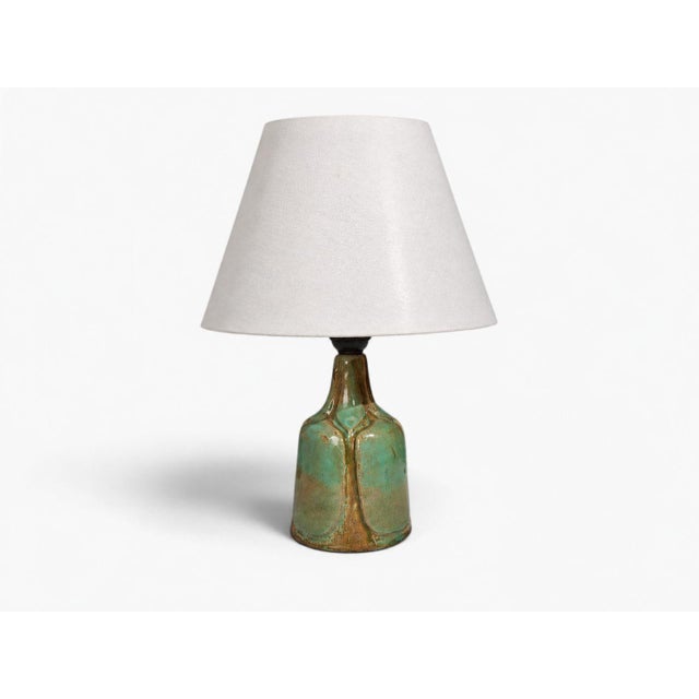1970s Danish Modern, Table Lamp, Green Glazed Stoneware For Sale - Image 4 of 10