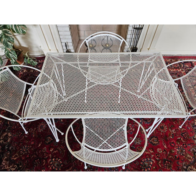 Mid-Century Modern 1960s Salterini Wrought Iron Mid Century Modern 5 Piece Radar Chairs and Table Set For Sale - Image 3 of 7