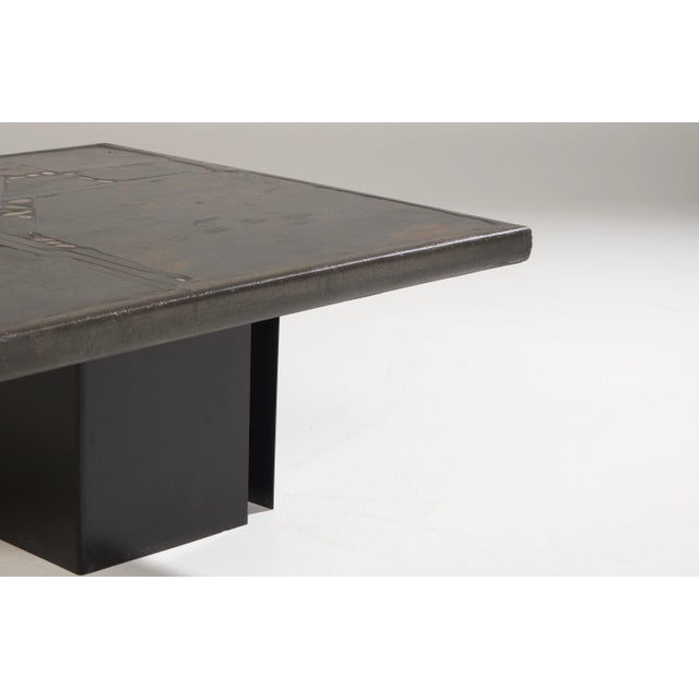 Mid-Century Modern Coffee Table with Stone and Slate and Brass by Paul Kingma, 1984 For Sale - Image 3 of 6