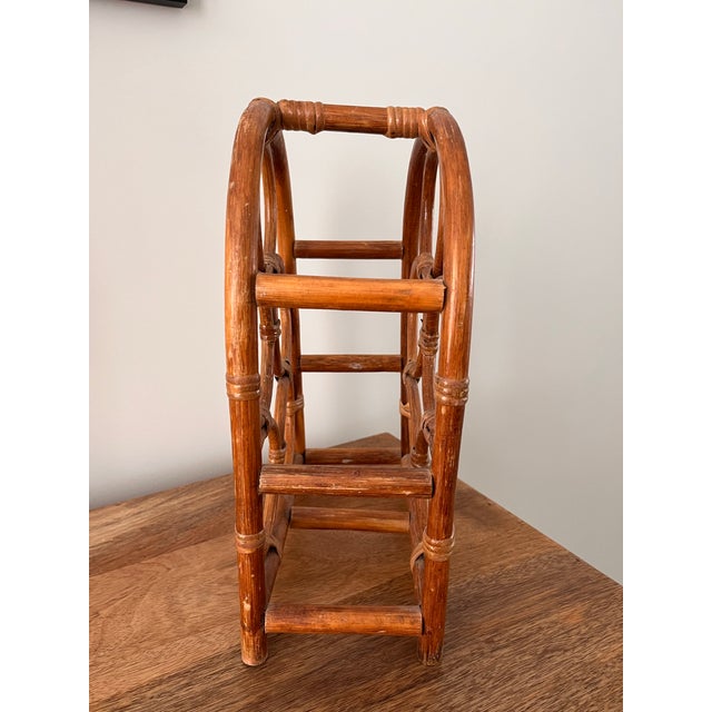 Boho Chic 1970s Arched Bamboo & Rattan Wine Rack For Sale - Image 3 of 6