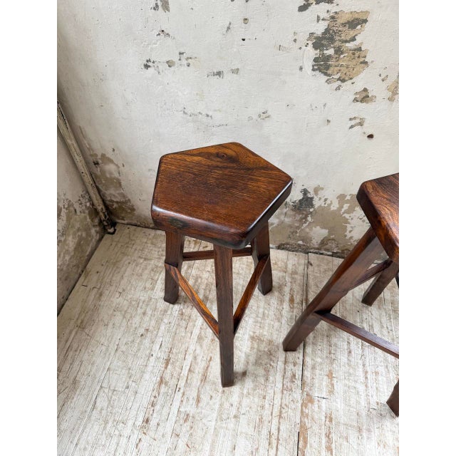 Tall Elm Stools from Aranjou, 1960s, Set of 2 For Sale - Image 13 of 18