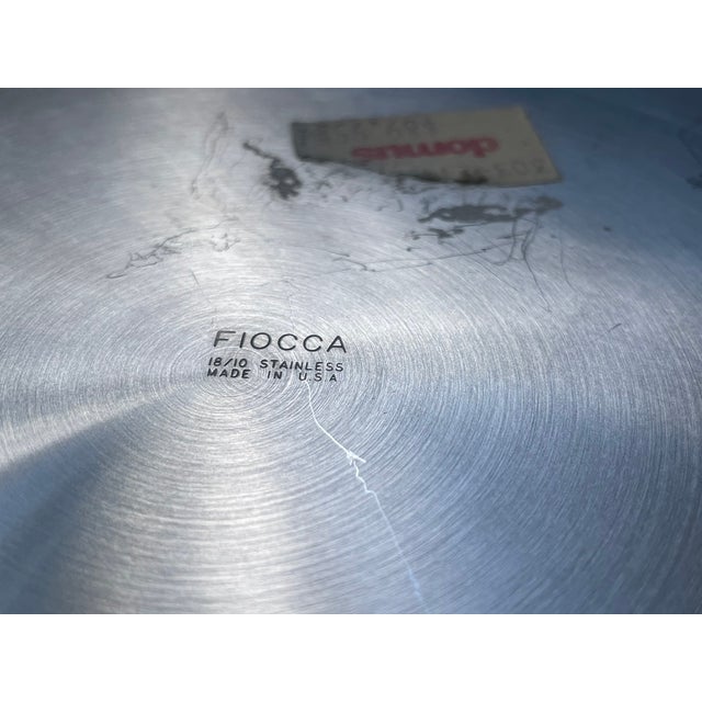 Vintage Kris Fiocca "Industrial Chic" Perforated Platter 14" Stainless Steel | Made in Usa | Circa 1980s For Sale In Atlanta - Image 6 of 6