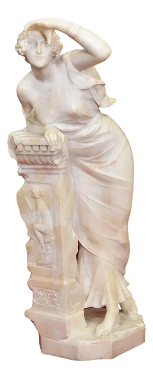 Giuseppe Gambogi, Young Girl Sculpture, 19th Century, Alabaster