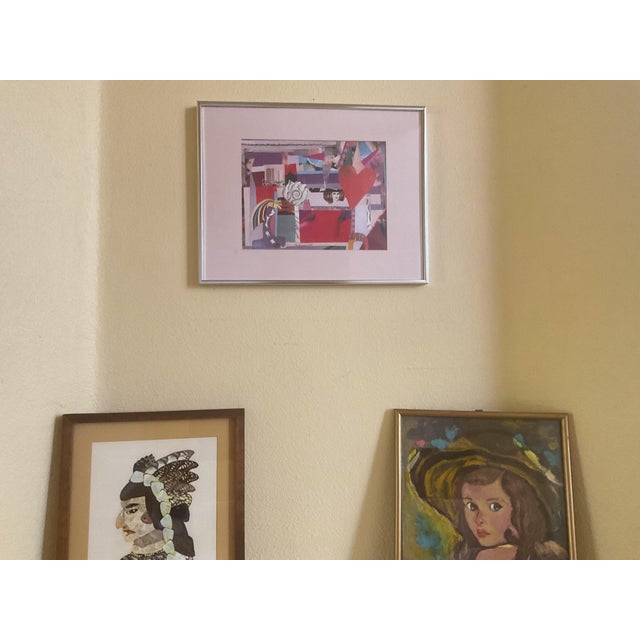 Abstract Collage Art Print in Silver Frame and Signed by Artist For Sale - Image 4 of 8