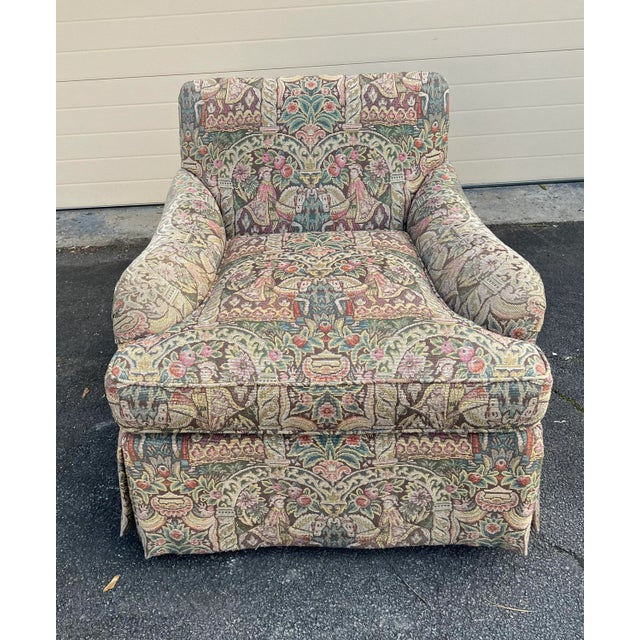 Textile George Smith Style Standard Arm Tapestry Chair For Sale - Image 7 of 9
