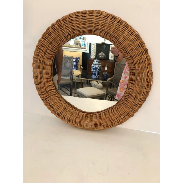 Round Wicker Framed Mirror For Sale - Image 10 of 10