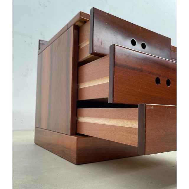 Mid-Century Modern pair of wooden nightstands, Italy, 1970s.