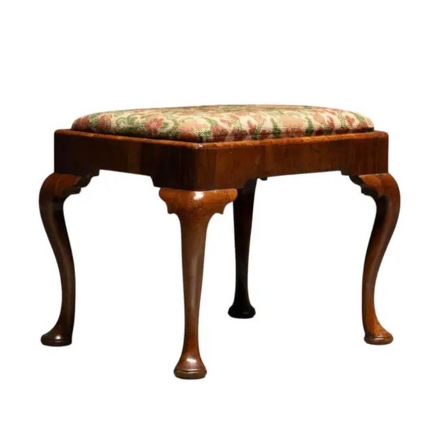 Queen Anne 18th Century Queen Anne Mahogany Footstool With Needlepoint Seat For Sale - Image 3 of 5