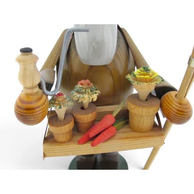 Wood Kwo Erzgebirge Germany Gardener With Rake Wooden Incense Cone Smoker Burner For Sale - Image 7 of 9
