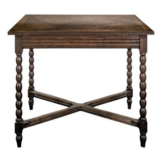 Oak Table with Spool Legs For Sale