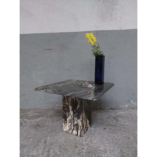 Beige Grey Marble Coffee Table, 1980s For Sale - Image 8 of 18