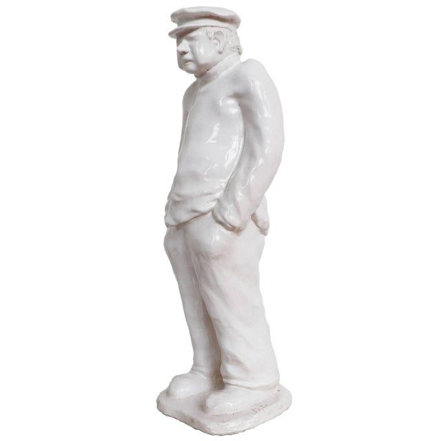 Art Deco White Craquelé Sculpture For Sale