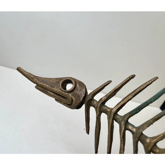 Brutalist Primeval Sword-Fish Skeleton in Bronze by Peder Evald Madsen, 1980s For Sale - Image 8 of 16