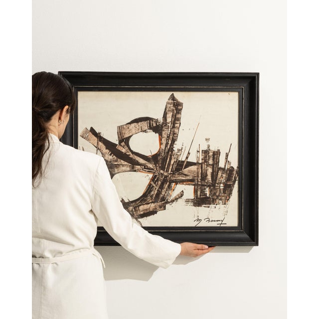 Mid 20th Century France Brown Wood Painting For Sale - Image 12 of 15