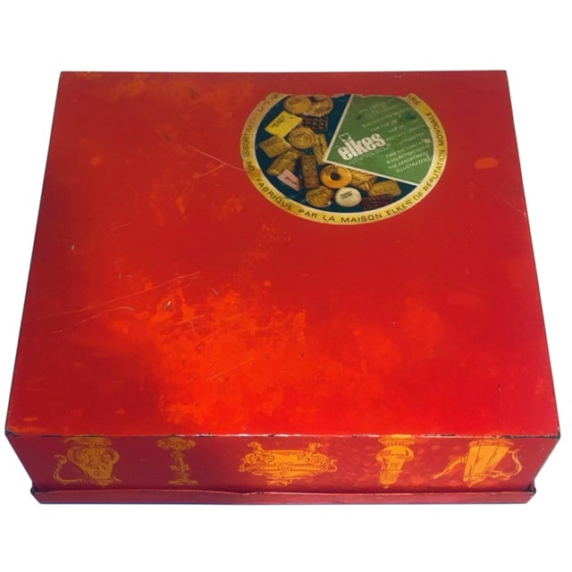 Traditional VTG Minuet Ball Tin Box Elkes Georgian British Biscuit Tin Litho Art Dancing For Sale - Image 3 of 7