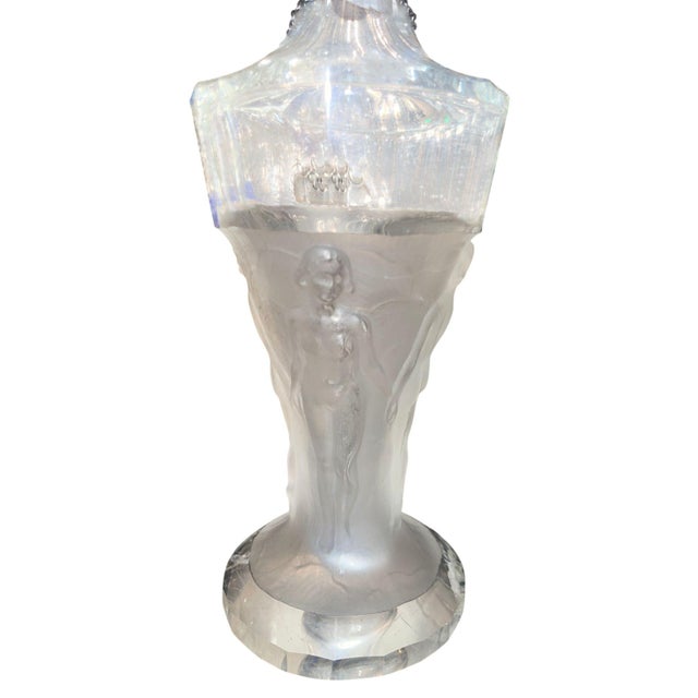Transparent Pair of Hoffmann Art Deco Crystal Nude Figural and Grape Decanters, 1920's. For Sale - Image 8 of 11