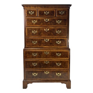 Late 20th Century Henredon Aston Court Banded Mahogany and Burlwood Chest on Chest For Sale