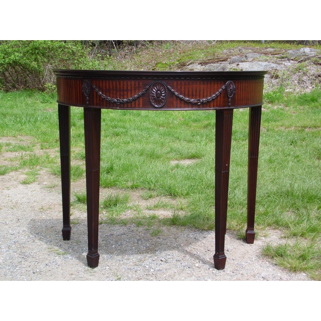 Antique Federal Style Mahogany Demilune Sofa Console Table Entry Foyer