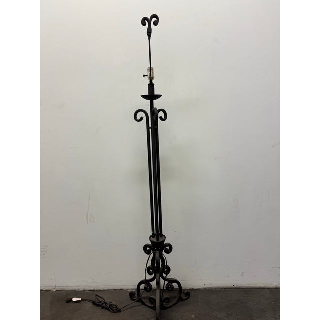 Vintage Art and Craft/Spanish Style Iron Work Floor Lamp For Sale - Image 9 of 12