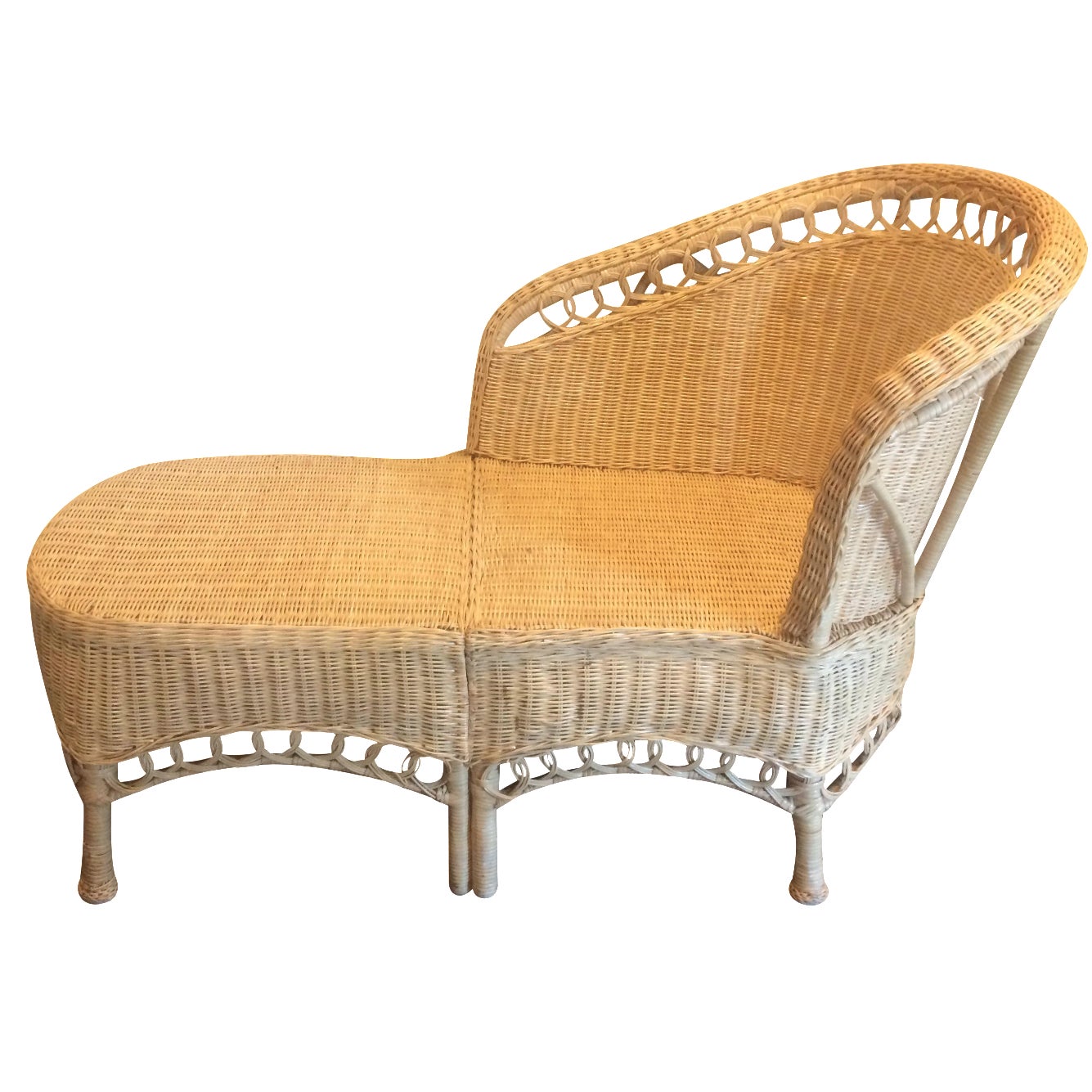 Vintage Wicker Chaise Lounge Chairish