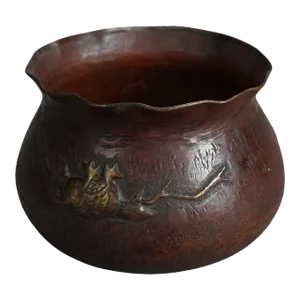 Antique Japanese Hammered Copper & Mixed Metal Bowl 1900